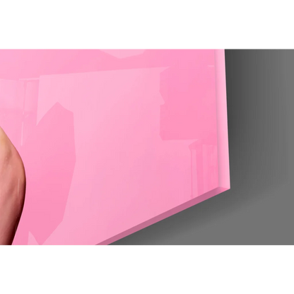 Glossy pink rectangular glass wall art print for modern spaces