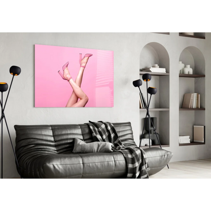 Pink heels legs on canvas wall art for modern spaces