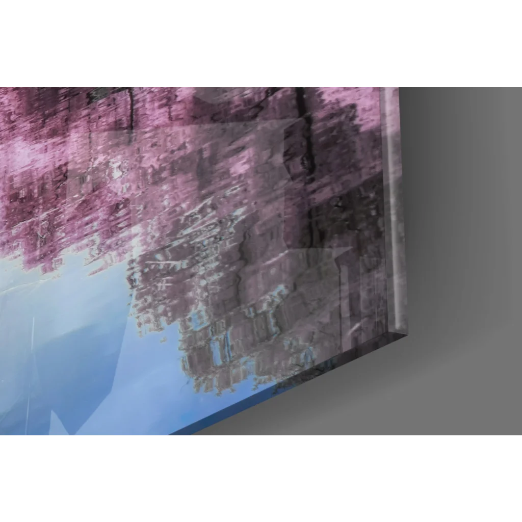 Vibrant pink and blue abstract glass wall art canvas print