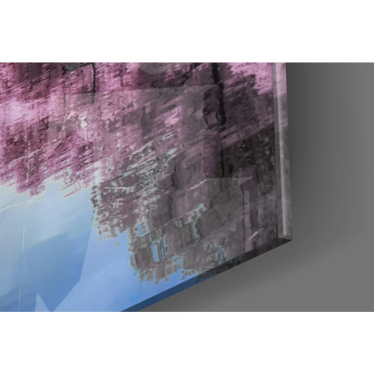 Vibrant pink and blue abstract glass wall art canvas print