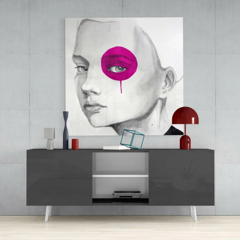 Bold Magenta Eye Drip Abstract Canvas Wall Art | Contemporary Home Wall Art | vintageantiquesgifts.com