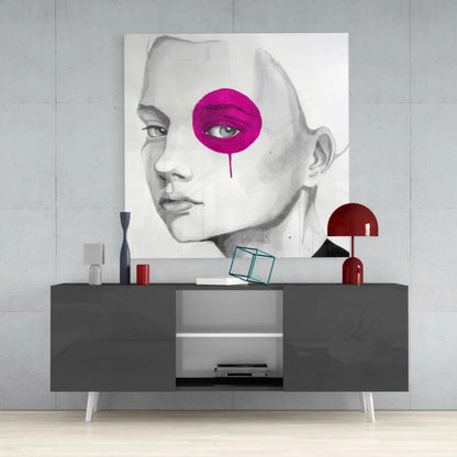 Bold Magenta Eye Drip Abstract Canvas Wall Art | Contemporary Home Wall Art | vintageantiquesgifts.com