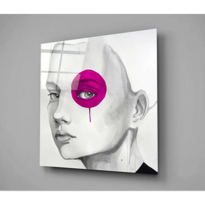 Bold Magenta Eye Drip Abstract Canvas Wall Art | Glass Wall Art Print | vintageantiquesgifts.com