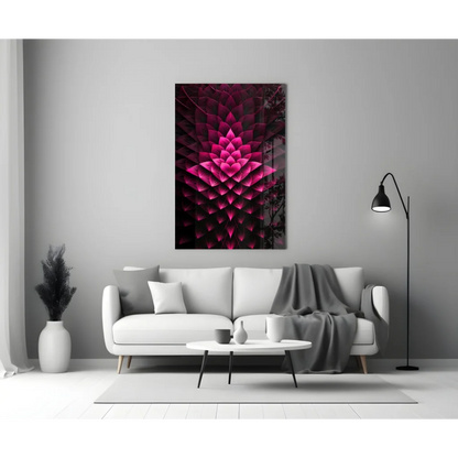 Modern white sofa with gray throw under Pink Lotus wall art print