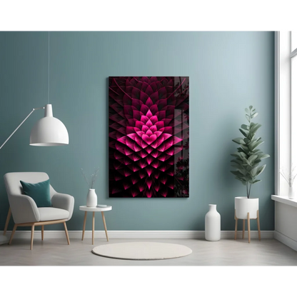 Magenta geometric lotus wall art print on canvas