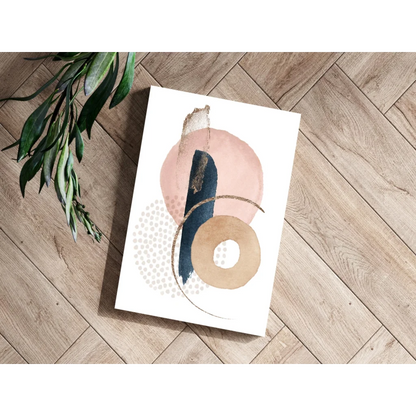 Modern pink navy gold abstract art print on aluminum