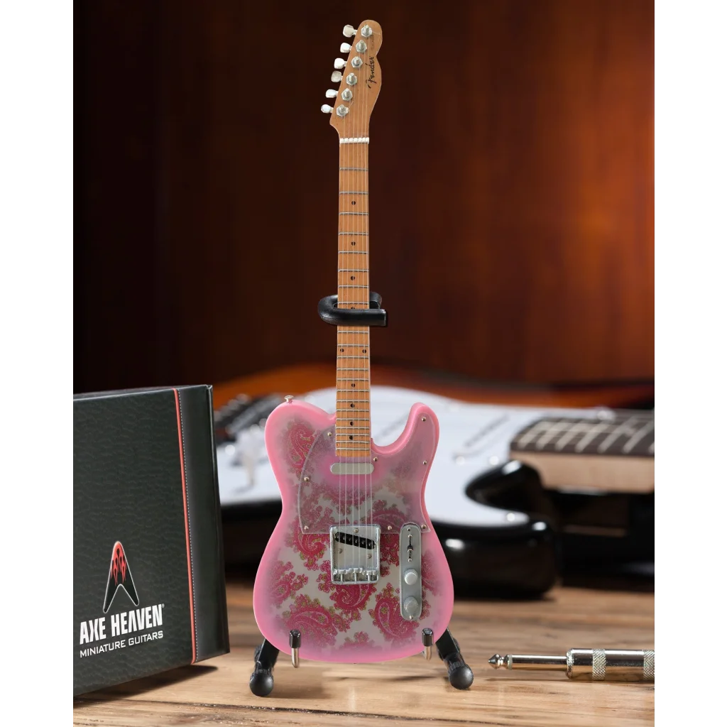 Miniature pink paisley Fender Tele guitar case gift by Axe Heaven®