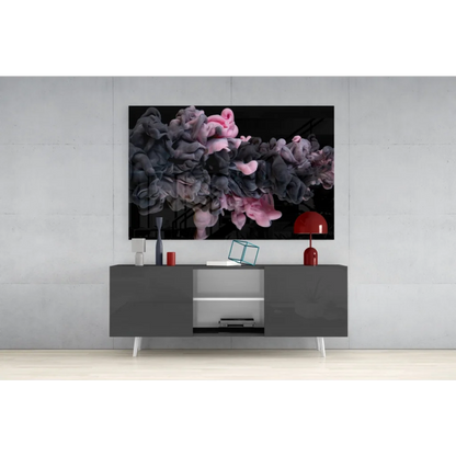 Modern pink swirl glass wall art canvas print in black frame