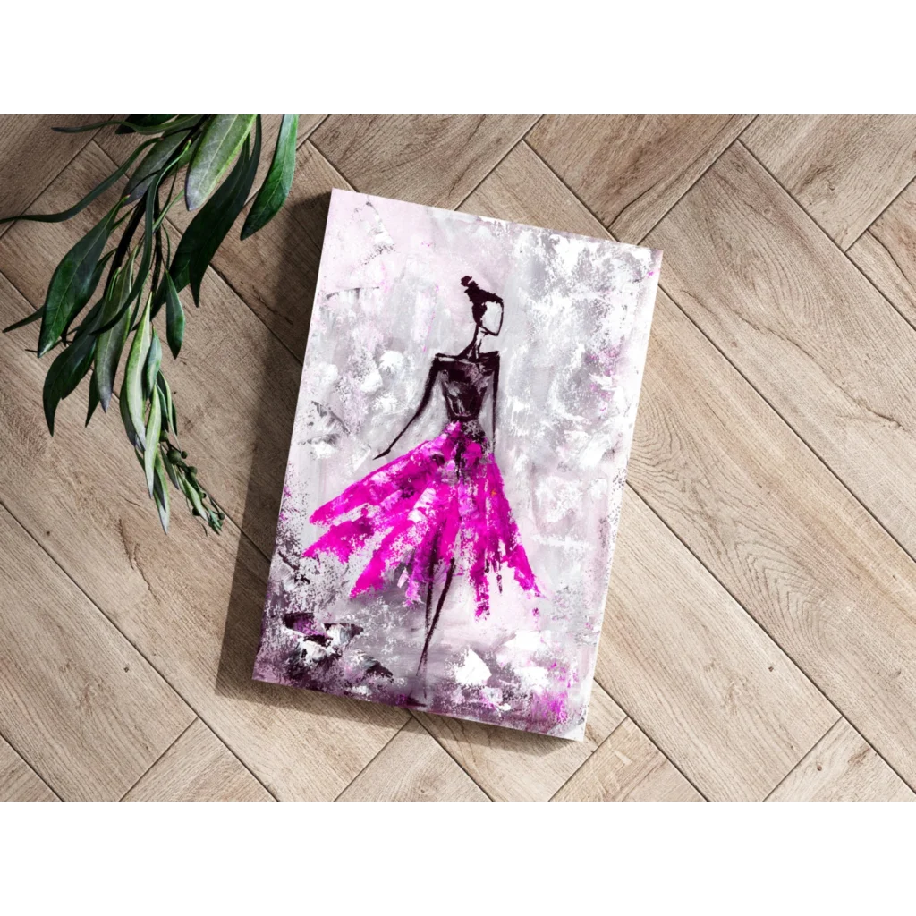 Vibrant pink tutu dress canvas art elevating any room
