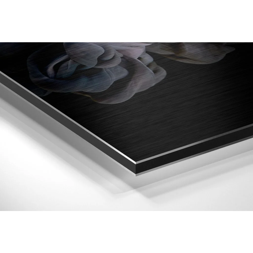 Glass Wall Art Stunning grayscale floral art on brushed aluminium dibond print