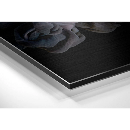 Stunning grayscale floral art on brushed aluminium dibond print
