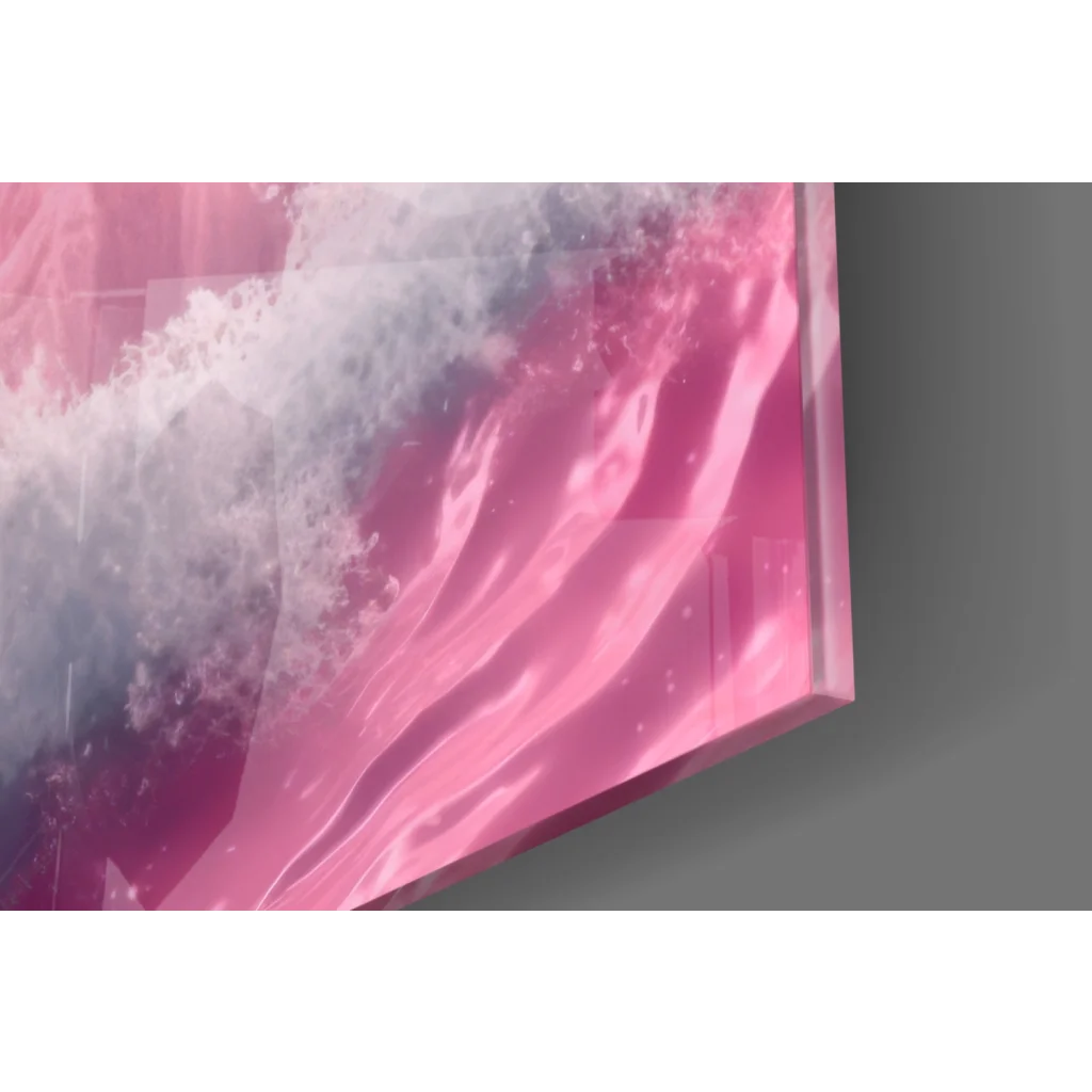 Vibrant pink space wall art canvas print of astronaut surfing