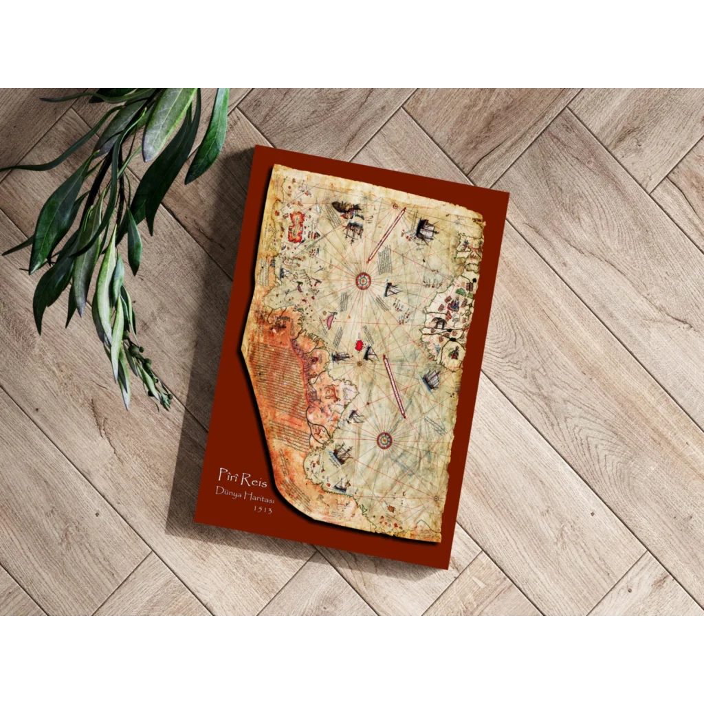 Insigne aluminum prints vintage world map in reddish-brown frame