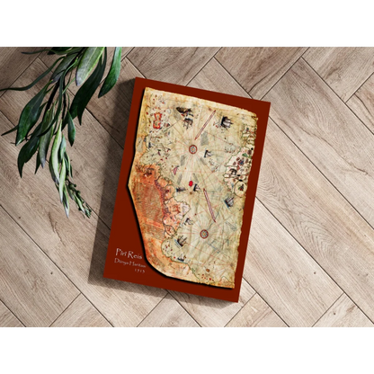 Insigne aluminum prints vintage world map in reddish-brown frame
