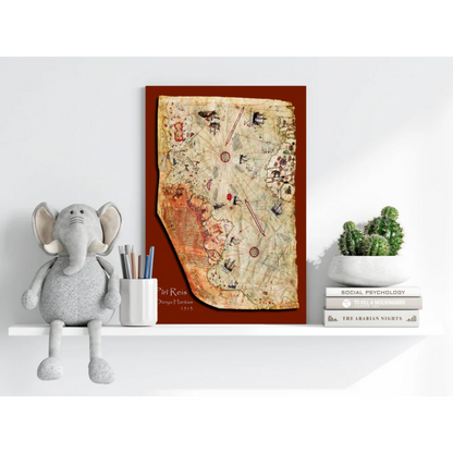 Vintage Piri Reis map on Insigne Aluminum Prints, red wood frame
