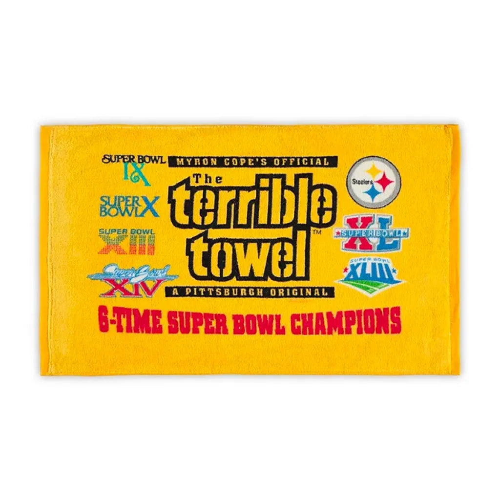 Yellow Pittsburgh Steelers 6x champions terrible towel cotton collectible