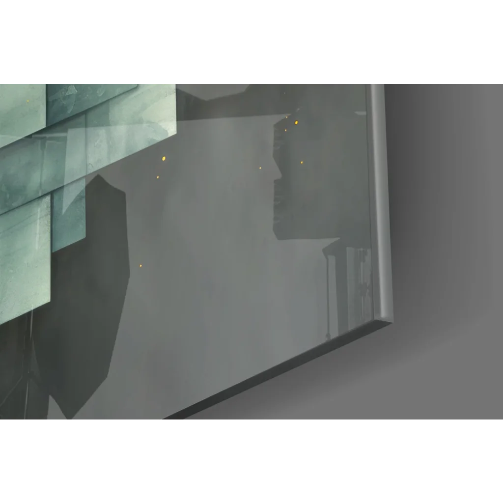 Sleek translucent glass wall art panel with modern geometric design