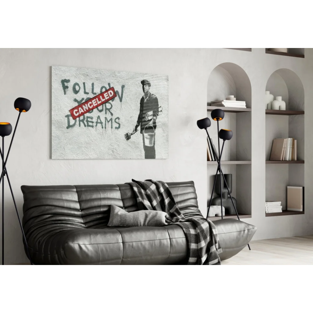 Banksy dreams cancelled graffiti canvas wall art print