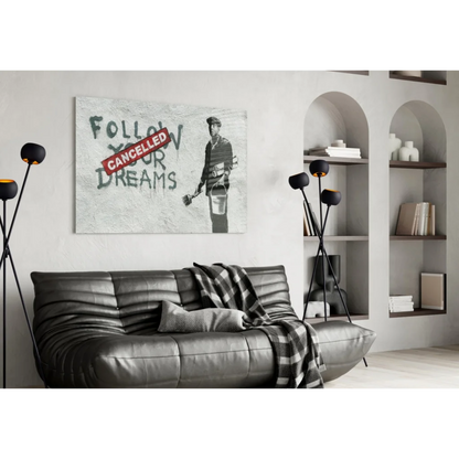 Banksy dreams cancelled graffiti canvas wall art print