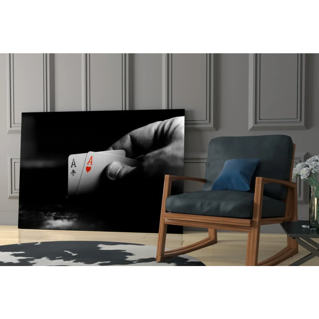 Black and white aces high canvas wall art with red heart pop