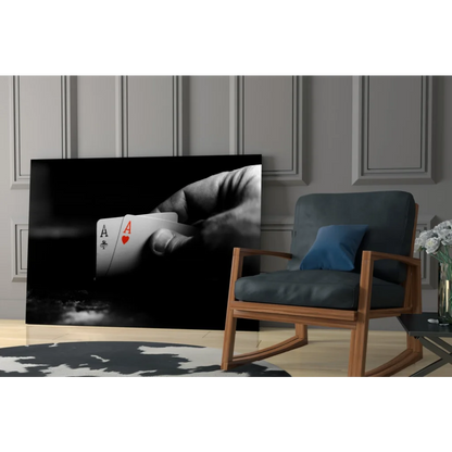 Black and white aces high canvas wall art with red heart pop
