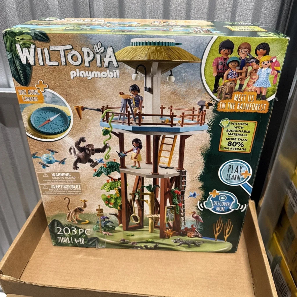 Playmobil Wiltopia research tower playset with figures and animals
