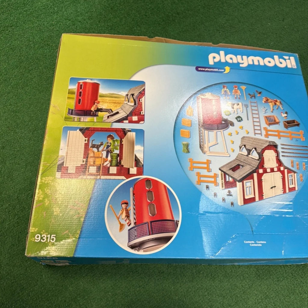 Playmobil 9315 barn with silo sealed box new 222 pc red beige farm set