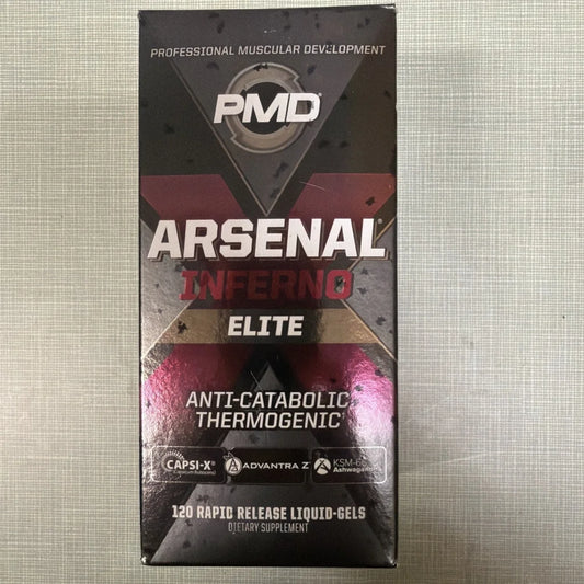 PMD Sports Arsenal X Inferno liquid gel thermogenic black red box