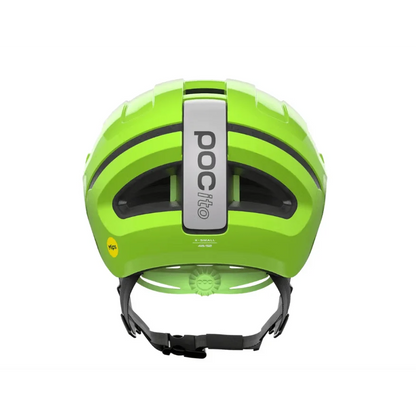 Lime green POCito Omne MIPS kids helmet with EPS liner and rotational impact protection