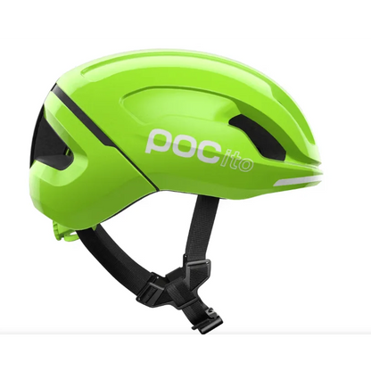 Bright green POCito Omne MIPS kids helmet with EPS liner and rotational impact protection