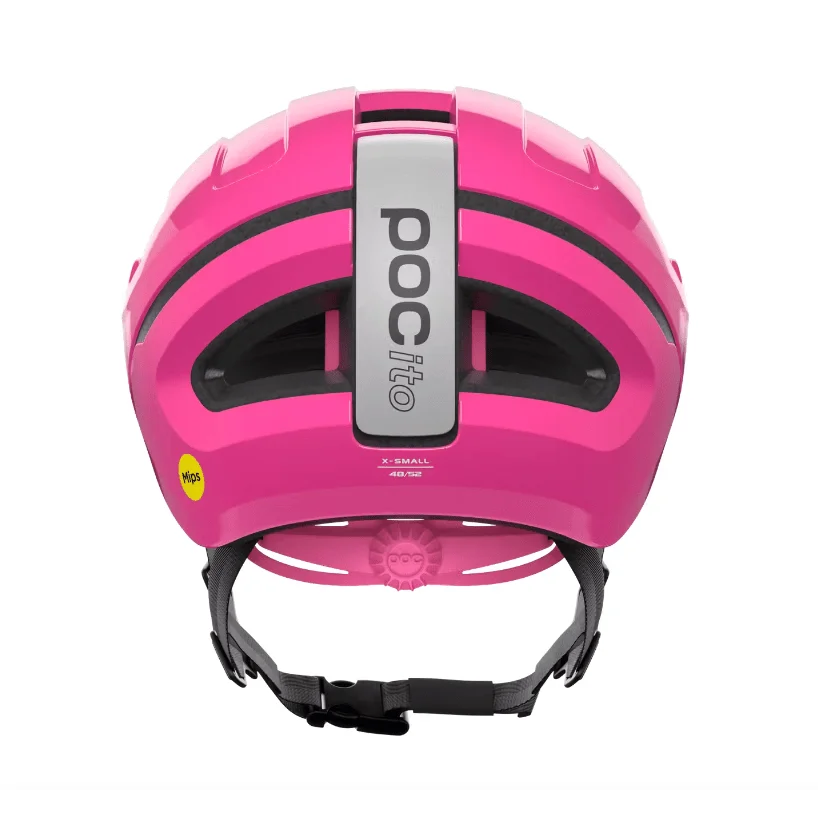Pink POCito Omne MIPS kids bike helmet with EPS liner and rotational impact protection
