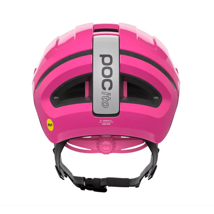 Pink POCito Omne MIPS kids bike helmet with EPS liner and rotational impact protection