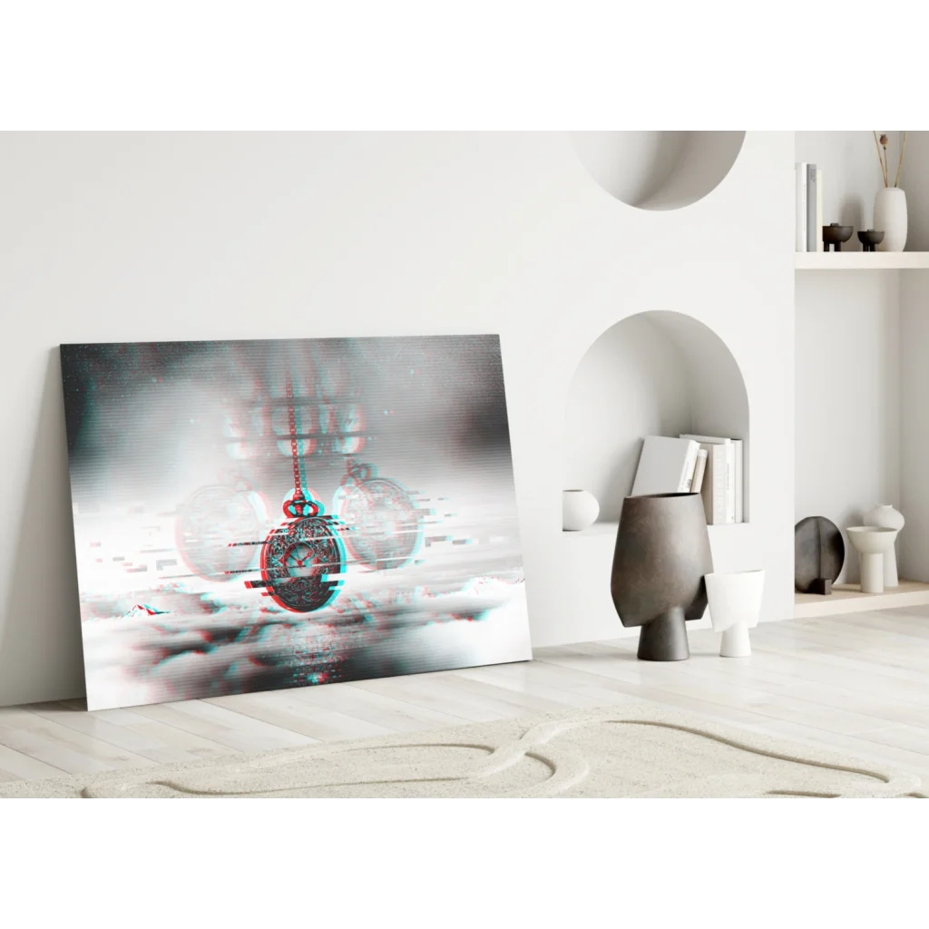 Glitchy Pocket Watch Canvas Wall Art Print | Modern Wall Art Decor | vintageantiquesgifts.com