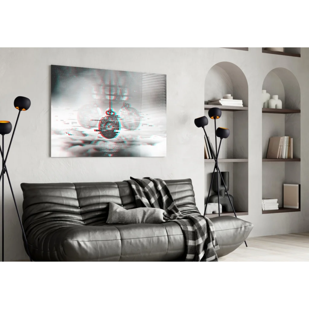 Glitchy Pocket Watch Canvas Wall Art Print | Contemporary Home Wall Art | vintageantiquesgifts.com