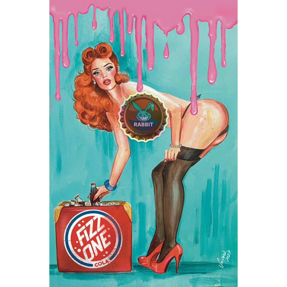 Glossy red cola can with white logo and black text, Pop Kills #2 Rabbit Comics Exclusive by Suspiria Vilchez