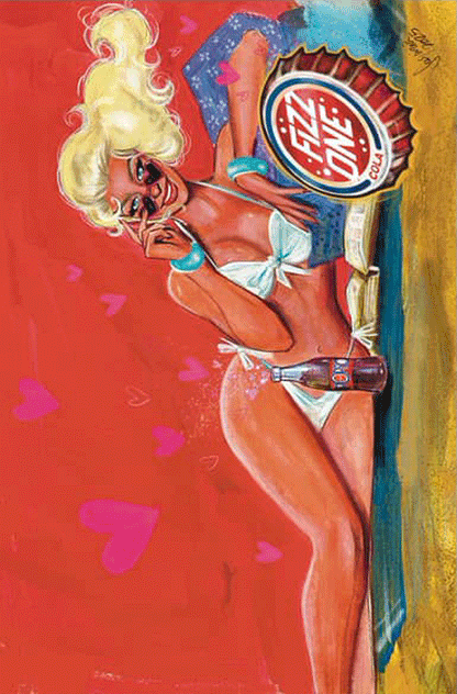 Fizz Zone soda bottle in Rabbit Comics exclusive swimsuit set