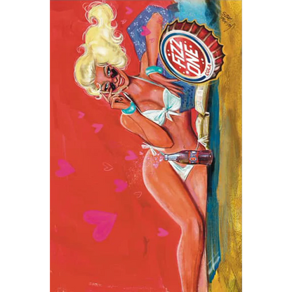 Vintage Pepsi bottle in Rabbit Comics exclusive swimsuit set