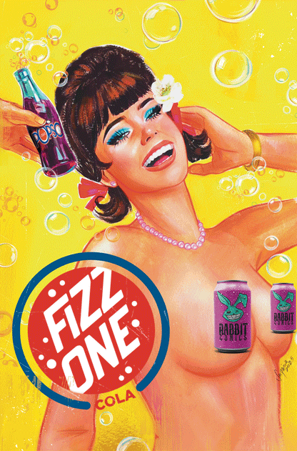 Fizz one cola bottle with purple liquid in Rabbit Comics exclusive Suspiria Vilchez set