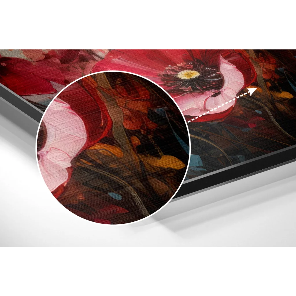 glass wall art Poppies Brushed Aluminum Dibond Wall Art