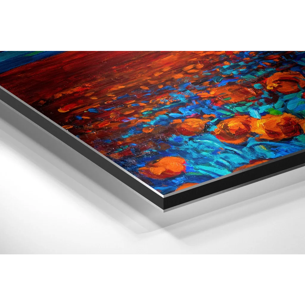 Glass Wall Art Poppy Field Brushed Aluminium Dibond Wall Art