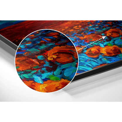 Vibrant abstract painting on brushed aluminium dibond print