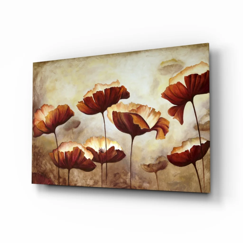 Vibrant Red Poppy Canvas Wall Art with Textured Beige Background | Insigneart USA | vintageantiquesgifts.com