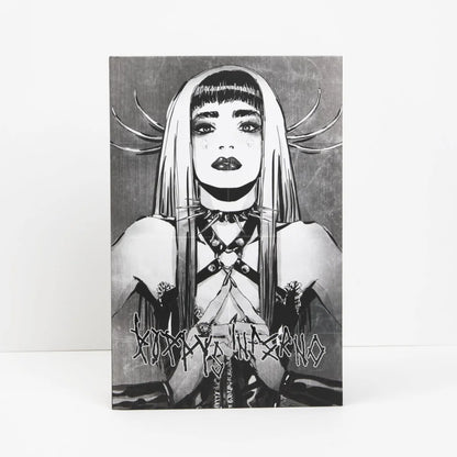 Black and white gothic woman illustration from Poppys Inferno Deluxe Graphic Novel