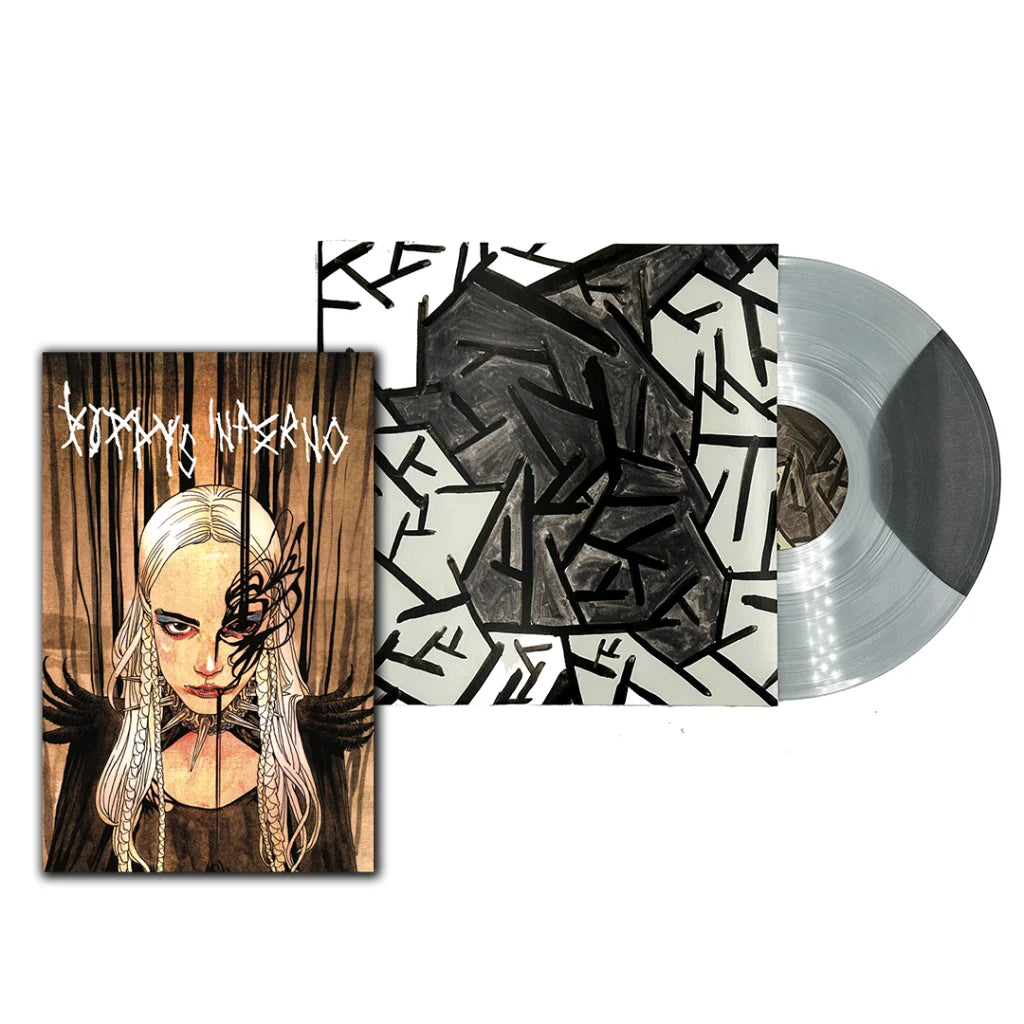 Vinyl record and album art for Poppys Inferno Limited Edition Gray Swirl Vinyl