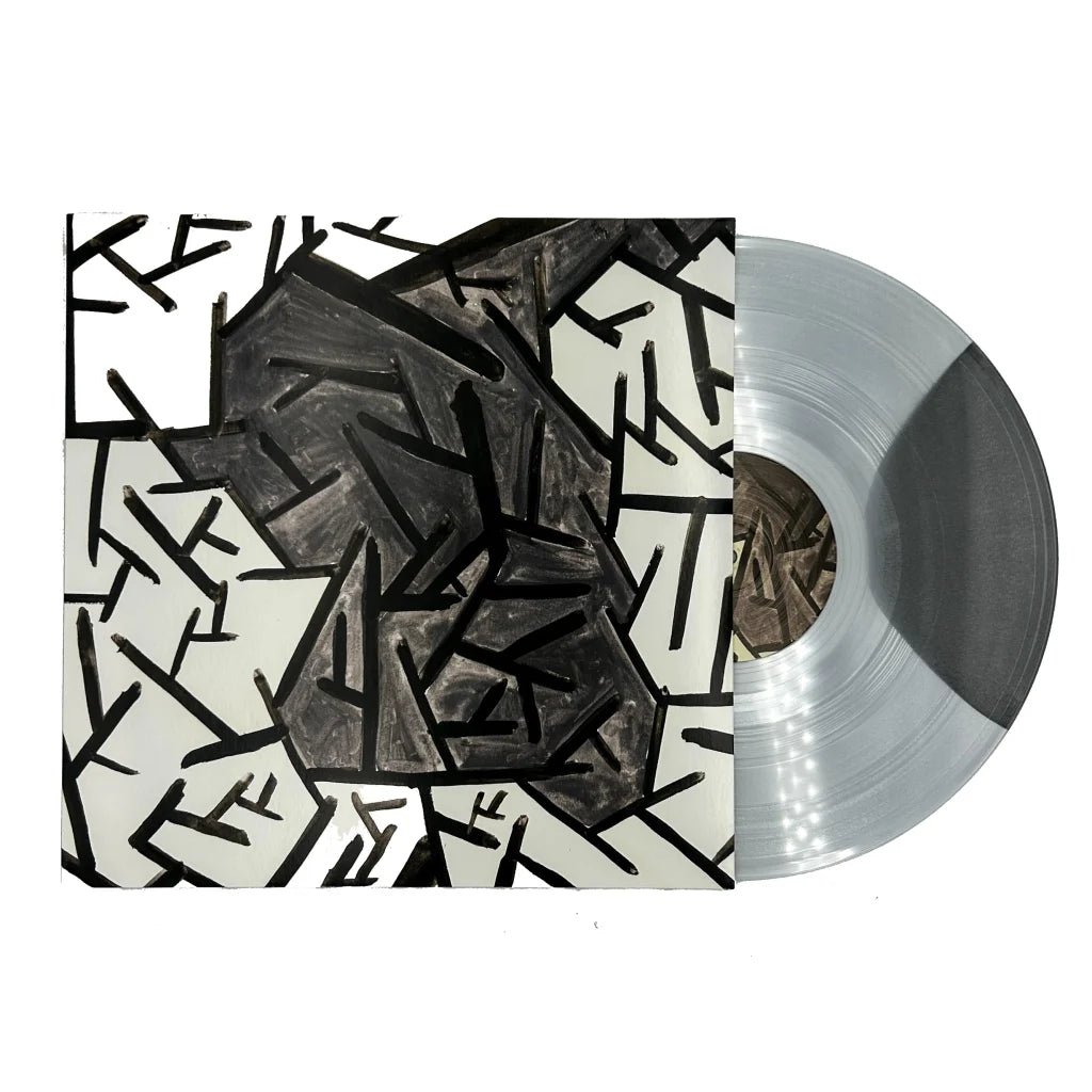 Abstract black and white vinyl record from Poppy’s Inferno limited edition Gray Swirl colorway