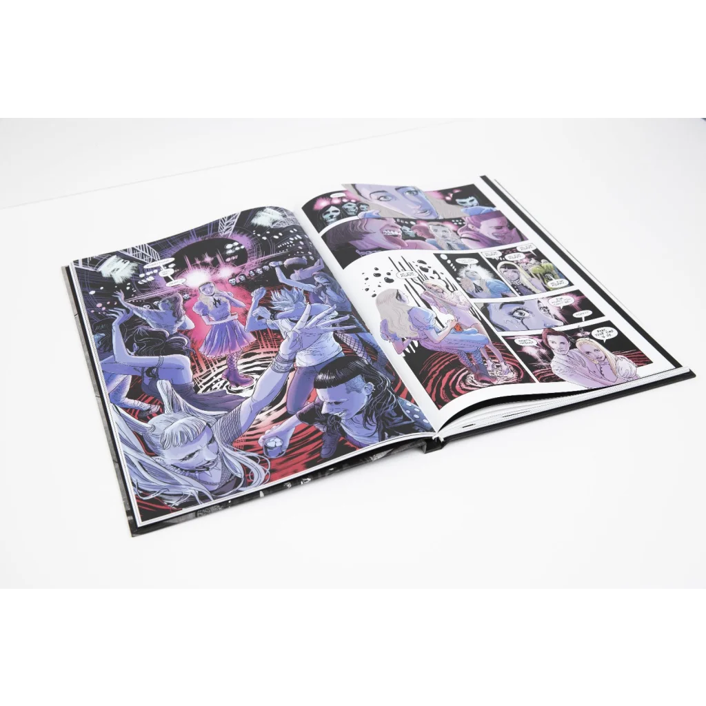 Open Poppys Inferno Pink Variant Graphic Novel with vibrant illustrations