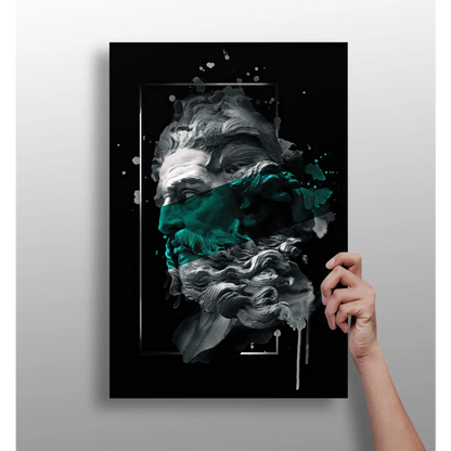 Teal Splash Classical Bust Insigne Aluminum Prints | Insigneart USA | vintageantiquesgifts.com
