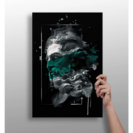 Teal Splash Classical Bust Insigne Aluminum Prints | Insigneart USA | vintageantiquesgifts.com