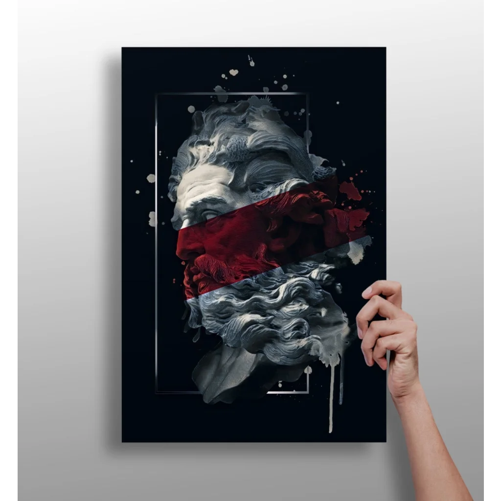 Insigne Aluminum Prints Classical Bust Red Splash Art | Insigneart USA | vintageantiquesgifts.com