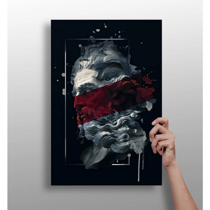 Insigne Aluminum Prints Classical Bust Red Splash Art | Insigneart USA | vintageantiquesgifts.com